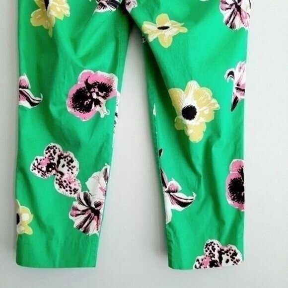 J. CREW Factory Green Floral Pants Ankle Crop Skimmer Sz 10 Petite - Picture 10 of 13